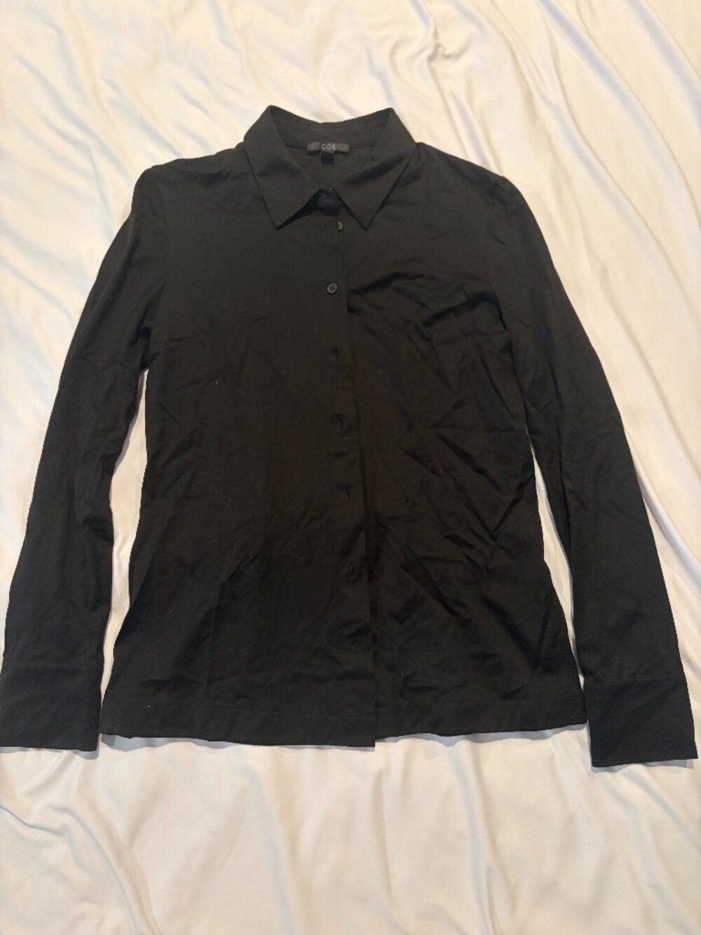 COS Black Button Down Collard Long Sleeve Blouse -Sx XS